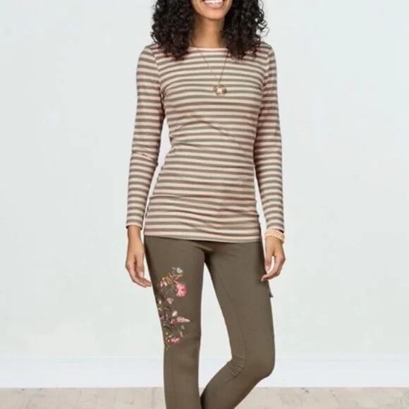 Matilda Jane Womens Off The Grid Tunic Top Size Medium Pink Striped Long Sleeve - Picture 1 of 9